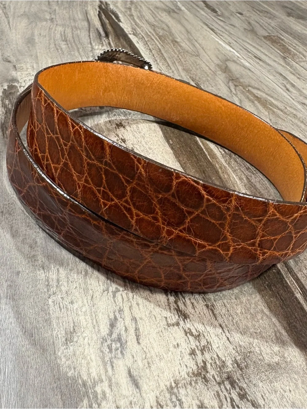 James Reid, Ltd. Alligator Men’s SZ 38 Western Belt 925 Sterling Silver Buckle